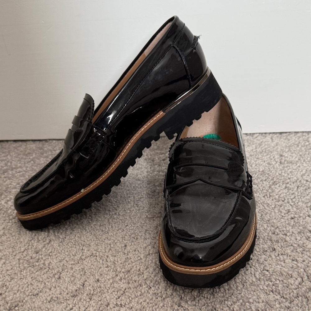 Franco Sarto Black Patent Leather Loafers Sz 8 Eclectic Grandpa Look